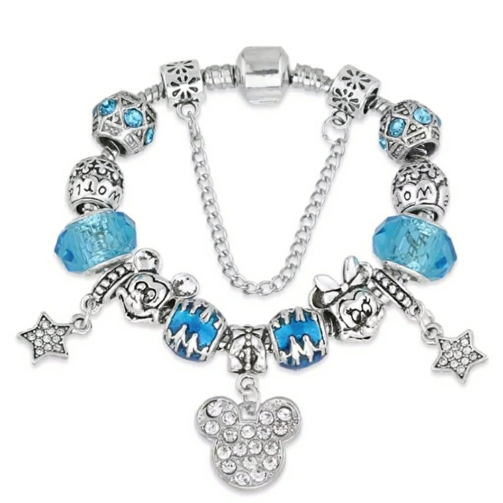 Mickey Mouse Disney Blue and Silver Charm Bracelet